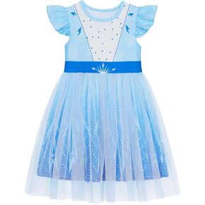 Jurebecia Girls Nightgowns Princess Nightgown Pajamas for Toddler Kids Tulle Nightdress Flutter Short Sleeves Nightie Dress