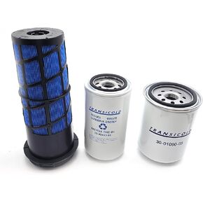 30-00471-20 Air Filter & 30-00463-00 Oil Filter & 30-01090-05 Fuel Filter Fits for Carrier Reefer 7300 & 7500 Reefer Unit Filter Kit P611858 1559418 FF5301 DBL7349 PA5584 A5584 BD7317 LF9028
