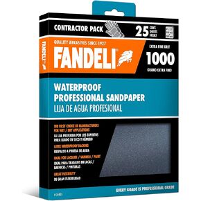 Fandeli | Waterproof Sandpaper | 1000 Grit | 25 Sheets 9'' x 11'' | For Car Polishing, Wood Furniture Sanding and Metal Sanding | Water Resistant