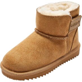 Balabala Little Kids Suede Winter Snow Boots, Warm Fur Lining Comfortable Mini Boots for Toddler Boys Girls