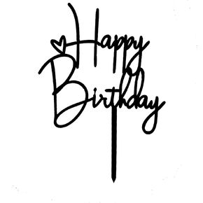 Happy Birthday Cake Topper,Acrylic cake Toppers,Birthday Party Decoration Supplie (Black)