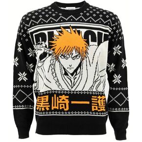 Ripple Junction Bleach Men's Premium Knit Sweater Ichigo & TV Series Anime Skull Logo Officially Licensed