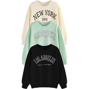 EXARUS Girls Sweatshirts Oversized/Crop Graphic Hoodie Letter Print Crew Neck Pullover Long Sleeve Casual School Kids