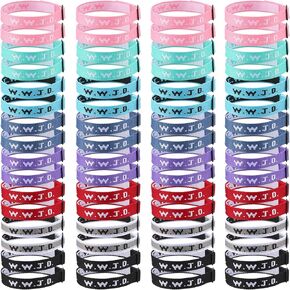 XunYee 80 Pcs WWJD Webbing Bracelets What Would Jesus Do Bracelets Christian Gifts Adjustable Wristbands Colorful Religious Woven Bracelets for Church Women Men Fundraisers