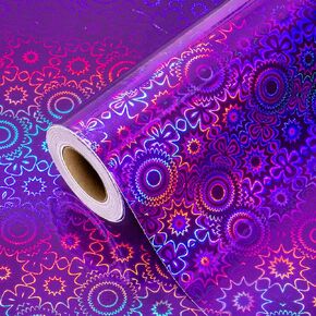 Burymento Pink Wrapping Paper Roll, Metallic Holographic Star Gift Wrap for Birthday, Valentines, Mothers day, Graduation, Wedding, Fathers day, Baby Shower, Christmas (17 IN x 32.8 FT)