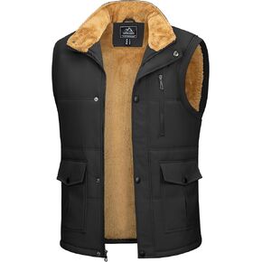 Men's Winter Vests Warm Fleece Lined Sleeveless Jackets Casual Outerwear Stand Collar Padded Coat