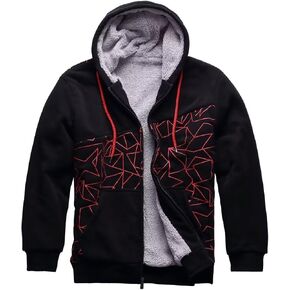 R RAMBLER 1985 Men's Fleece Hoodie Jacket Thick Coat,Sherpa Lined Zip warm Sweatshirt for Winter outwear