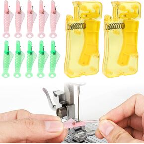 12pcs Needle Threader, Simple Fish Mouth Sewing Needle Threader Automatic Sewing Needle Threader Kit Plastic Loop Needle Threader for Sewing Machine Needle Point Threading Tool for Hand Sewing