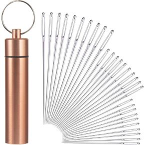 yklbpd 30 Large-Eye Sewing Needles, Sharp Sewing Needles,Embroidery Needles, with an Aluminum Needle Storage case.