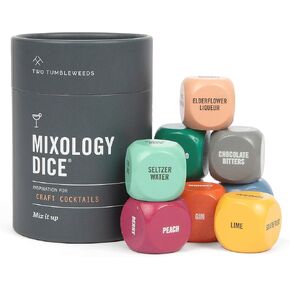 Two Tumbleweeds Mixology Dice - New Edition: Set of 9 Dice to Inspire Craft Cocktails & Mocktails with Recipe Booklet - Unique Gift for Kitchen or Bar