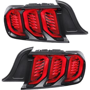 OLED Tail Lights Assembly - Car Sequential Turn Signals and 3D Dynamic Animation Lighting with Running Light - for Ford for Mustang Black - 1pair