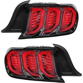 OLED Tail Lights Assembly - Car Sequential Turn Signals and 3D Dynamic Animation Lighting with Running Light - for Ford for Mustang Black - 1pair
