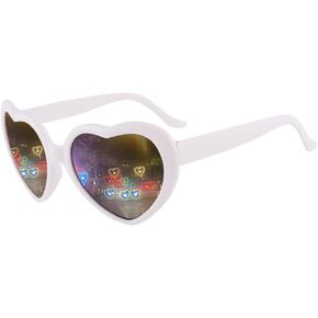 LASPOR Heart Sunglasses Love Effect Diffraction Glasses Rainbow Heart Refraction Eyeglasses Party Rave Accessories