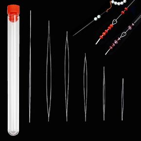 AxiyanX Collapsible Bead Threader,Stainless Steel Beading Needles,5 Sizes Big Eye Beading Needles with Needle Bottle,Beading Needles for Jewelry Making,Beading Needle (5)