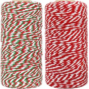 Tenn Well Bakers Twine, 656 Feet 2 Rolls Christmas Twine String Ribbon for Gift Wrapping, Pastry Boxes Tying, Festival Decorations, DIY Crafts (328Feet Each Roll)