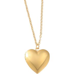 Gold Love Heart Locket Necklace Photo Locket Necklace Hold Pictures Polished Lockets Necklace Stainless Steel Heart Shaped Locket Pendant Necklace Jewelry for Women