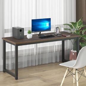 NSdirect Modern Computer Desk 63 Inch Large Office Desk, Writing Study Table for Home Office Desk Workstation Wide Metal Sturdy Frame Thicker Steel Legs, White