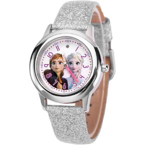 Disney Frozen Kids' Stainless Steel Time Teacher Analog Quartz Leather Strap Watch
