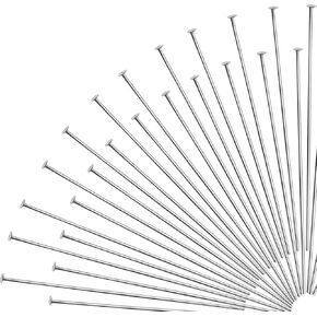 TOAOB 200pcs Stainless Steel Head Pins Set for Jewelry Making Long 70mm Silver Flat Head Pins Jewelry Findings for DIY Crafts