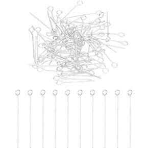 PATIKIL 40mm Open Eye Pins, 150Pcs 21 Gauge Metal Head Pins Needles Eye Pins for Jewelry Making Findings Earring Necklace Bracelet DIY Crafts, Gold Tone