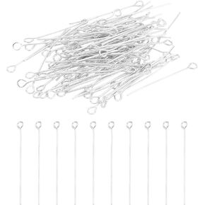 PATIKIL 25mm Open Eye Pins, 400Pcs 21 Gauge Metal Head Pins Needles Eye Pins for Jewelry Making Findings Earring Necklace Bracelet DIY Crafts, Silver Tone