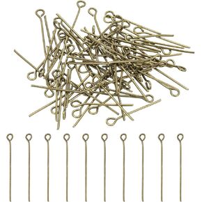 PATIKIL 40mm Open Eye Pins, 150Pcs 21 Gauge Metal Head Pins Needles Eye Pins for Jewelry Making Findings Earring Necklace Bracelet DIY Crafts, Gold Tone