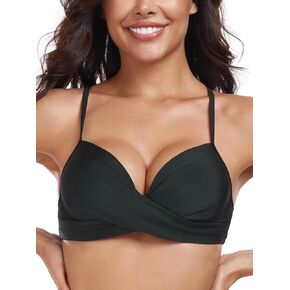 RELLECIGA Women's Push Up Bikini Top Twist Front Underwire Bathing Suit for Women