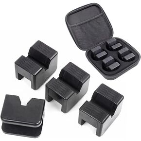 MUGE RACING Jack Stands Pad Universal Rubber Slotted Frame Rail Pinch Welds Protector 4 Pack with Storage Box