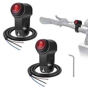 Handlebar Switch - 7/8 inch 12V Aluminum Alloy Motorcycle Light ON/Off Switch - Motorcycle Switch, Bike Switch, ATV Light Switch, Bike LED Light Switch (2 PCS)