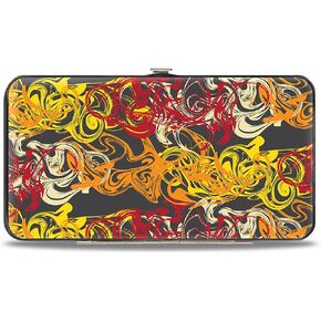 Buckle-Down Wallet, Hinged, Swirl Mix Gray Multi Color, Vegan Leather