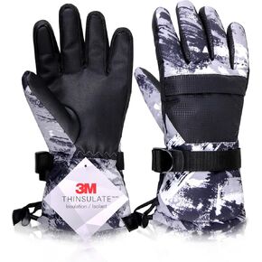 Azarxis Kids Snow Ski Gloves, Children Winter Waterproof Windproof Warm Touchscreen Snowboard Gloves for Boys & Girls