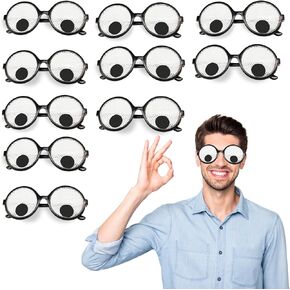 10pcs Googly Eyes Glasses, Halloween Funny Glasses, Shaking Eyeball Glasses googly eye glasses for Party Favors(visible)