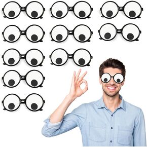 10pcs Googly Eyes Glasses, Halloween Funny Glasses, Shaking Eyeball Glasses googly eye glasses for Party Favors(visible)