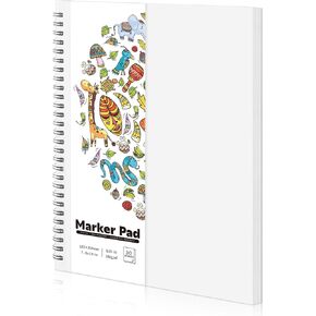 135lb/200gsm Marker Paper Pad, 7.6×10in Double Sided Bleedproof Sketch Pad, 30 Sheets Art Paper Spiral Sketchbook, Smooth Alcohol Marker Paper Painting Coloring Paper for DIY, Gift, Christmas