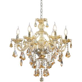 Modern Elegant K9 Crystal Chandelier 8 Lights, Cognac Crystal Ceiling Pendant Light Fixture Candle Style E12 Base for Living Room Bedroom Hallway (8 Lights)