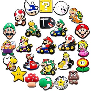 25Pcs Cartoon Game Shoe Charms for Croc Clogs Sandals Bracelet Wristband Slippers, Cute Shoe Decoration Charms for Party Favor