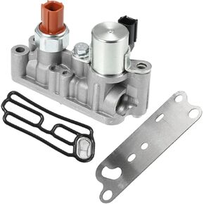 X AUTOHAUX 1 Set Car Engine Variable Timing Solenoid Front Spool Valve Solenoid Assembly with Oil Pressure Switch Gasket for Honda Pilot