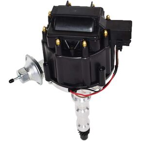 A-Team Performance - HEI Distributor 65K Volt Coil - Compatible With Cadillac 472/500 V8 - One Wire Installation Black Cap - High Grade Steel Gears - Polished Aluminum Shaft With Chrome Moly Gear