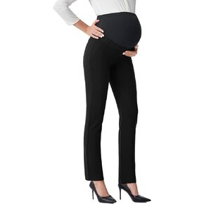 AFITNE Maternity Pants for Work Over The Belly Straight Leg Dress Pants Strethy Pregnancy Office Casual Yoga Pants