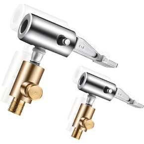 2 Pcs Gold and Silver Air Chuck,Car Air Pump Connector,Lock Inflate Locking Air Chuck,Metal Lock On Air Chuck Tire Inflator Hose Adapter,Suitable for Most Car Models