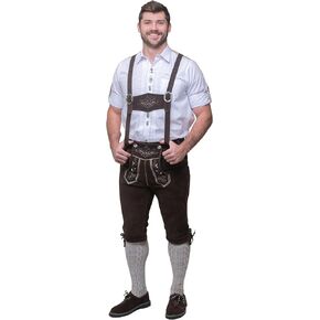 Dirndl Trachten Haus Long Brown Leather Lederhosen Bundhosen for German Oktoberfest