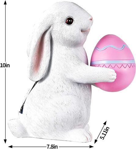 AOLIY Easter Bunny Decorations Spring Decor Hugging a Easter Egg Rabbit Garden Statue Figurines for Patio Yard Lawn Porch(Pink) in Saudi Arabia