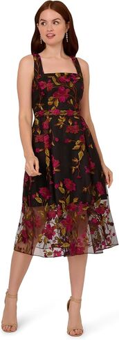 Adrianna Papell Women's Embroidered Midi Dress in Saudi Arabia