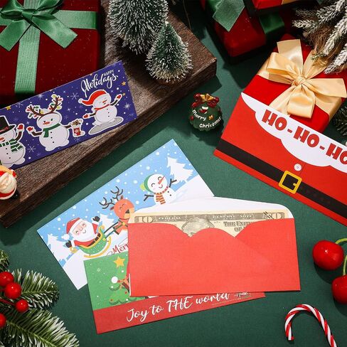 150 Pieces Christmas Currency Envelopes Xmas Money Cash Greeting Card Holder Winter Christmas New Year Greeting Envelopes for Cards Cash Tips Coins Presents Gift Company Bonuses 2.88 x 6.5 Inch in Kuwait