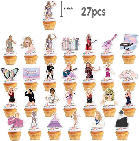 27Pcs Cupcake Toppers, Brithday Cake Decorations, Music Cake Topper, Party Cake Topper Birthday Cake Toppers, Cupcake Toppers for Singer Birthday Party Supplies in Saudi Arabia