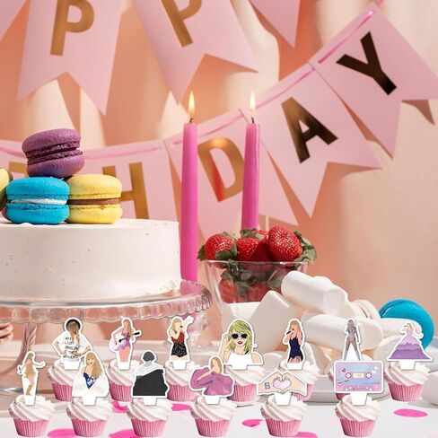 27Pcs Cupcake Toppers, Brithday Cake Decorations, Music Cake Topper, Party Cake Topper Birthday Cake Toppers, Cupcake Toppers for Singer Birthday Party Supplies in Saudi Arabia