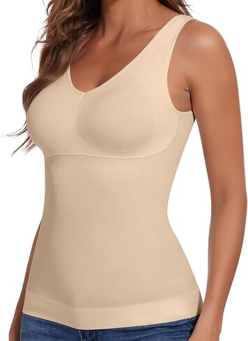 JOYSHAPER Women's Shapewear Tank Tops Padded Bra Shapewear V-Neck Cami Shaper Tummy Control Shapewear Camisole in Saudi Arabia