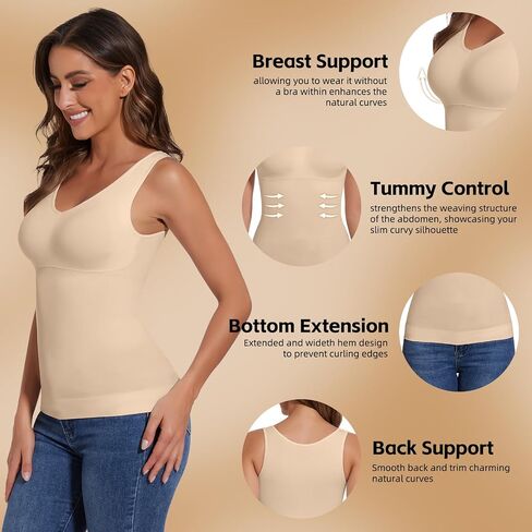 JOYSHAPER Women's Shapewear Tank Tops Padded Bra Shapewear V-Neck Cami Shaper Tummy Control Shapewear Camisole in Saudi Arabia