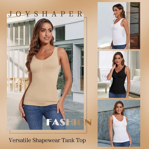 JOYSHAPER Women's Shapewear Tank Tops Padded Bra Shapewear V-Neck Cami Shaper Tummy Control Shapewear Camisole in Saudi Arabia