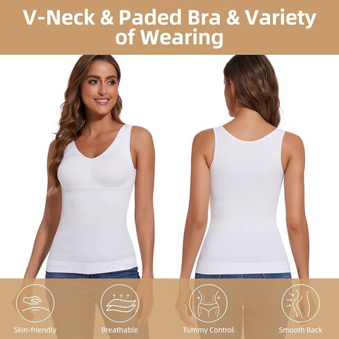 JOYSHAPER Women's Shapewear Tank Tops Padded Bra Shapewear V-Neck Cami Shaper Tummy Control Shapewear Camisole in Saudi Arabia